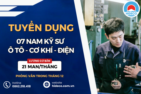 HD4234 TUYỂN 07 NAM KỸ SƯ Ô TÔ - CƠ KHÍ - ĐIỆN - ĐIỆN TỬ - CNTT