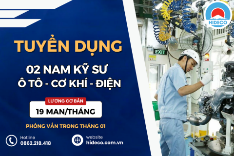 HD4271 TUYỂN 03 NAM KỸ SƯ CÔNG NGHỆ Ô TÔ - CƠ KHÍ - ĐIỆN - ĐIỆN TỬ