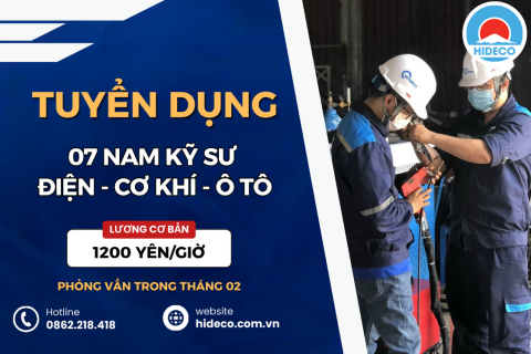 HD4295 TUYỂN 07 NAM KỸ SƯ ĐIỆN - ĐIỆN TỬ - CƠ KHÍ - CÔNG NGHỆ Ô TÔ