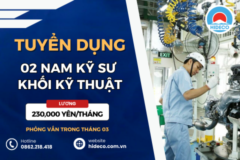 HD4329 TUYỂN 02 NAM KỸ SƯ KHỐI KỸ THUẬT - CÔNG NGHỆ Ô TÔ - ĐIỆN - ĐIỆN TỬ - CƠ KHÍ