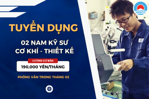 HD4359 TUYỂN 02 NAM KỸ SƯ CƠ KHÍ - THIẾT KẾ LÀM VIỆC TẠI NHẬT
