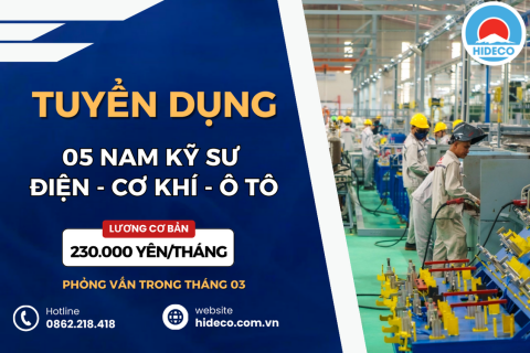 HD4374 TUYỂN 05 NAM KỸ SƯ ĐIỆN - CƠ KHÍ - TỰ ĐỘNG HOÁ - CÔNG NGHỆ Ô TÔ