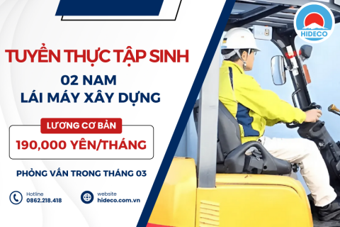 H1040 TUYỂN 02 NAM THỰC TẬP SINH LÁI MÁY XÂY DỰNG CẦU ĐƯỜNG