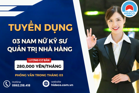 HD4392 TUYỂN 03 NAM KỸ SƯ KINH TẾ - QUẢN TRỊ NHÀ HÀNG