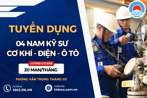 HD4435 TUYỂN 04 NAM KỸ SƯ ĐIỆN - CƠ KHÍ - Ô TÔ
