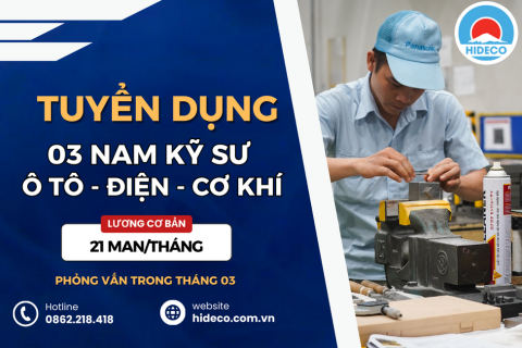 HD4453 TUYỂN 03 NAM KỸ SƯ ĐIỆN - CƠ KHÍ - Ô TÔ LÀM VIỆC TẠI NHẬT