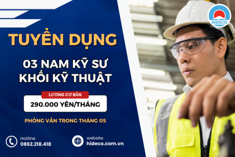 HD4577 TUYỂN 03 NAM KỸ SƯ KHỐI NGÀNH KỸ THUẬT