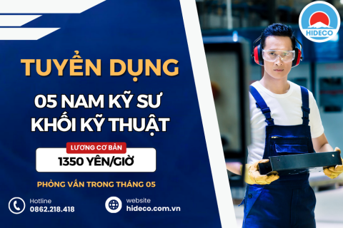 HD4622 TUYỂN 05 NAM KỸ SƯ KHỐI NGÀNH KỸ THUẬT