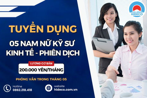 HD4624 TUYỂN 05 NAM NỮ KỸ SƯ KINH TẾ - PHIÊN DỊCH - KẾ TOÁN - NGÔN NGỮ