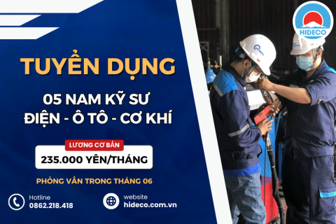 HD4649 TUYỂN 05 NAM KỸ SƯ CƠ KHÍ - ĐIỆN - CÔNG NGHỆ Ô TÔ