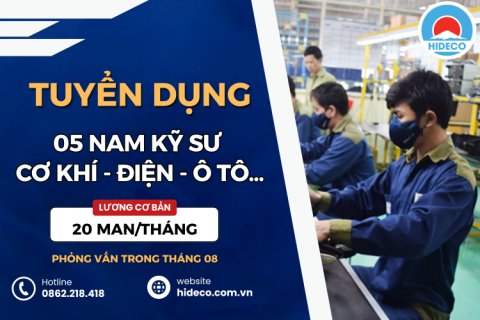 HD4821 TUYỂN 05 KỸ SƯ CƠ KHÍ - ĐIỆN TỬ - TỰ ĐỘNG HÓA - Ô TÔ