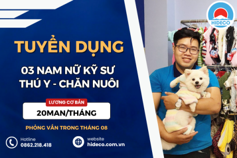 HD4824 TUYỂN 03 NAM NỮ KỸ SƯ THÚ Y - CHĂN NUÔI