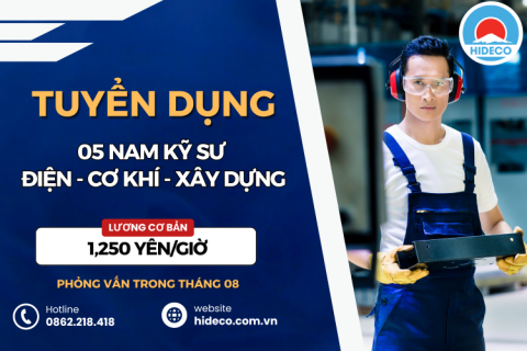 HD4809 TUYỂN 05 NAM KỸ SƯ CƠ KHÍ - ĐIỆN - XÂY DỰNG