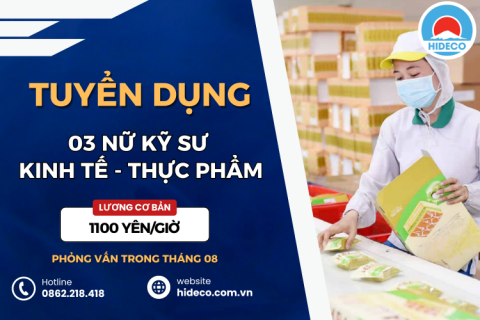 HD4883 TUYỂN 02 NỮ KỸ SƯ KINH TẾ - NGÔN NGỮ - THỰC PHẨM
