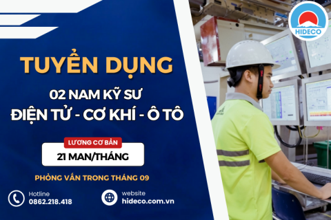 HD4884 TUYỂN 02 NAM KỸ SƯ ĐIỆN TỬ - CƠ KHÍ - TỰ ĐỘNG HOÁ