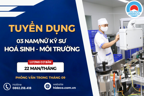 HD4892 TUYỂN 03 NAM NỮ KỸ SƯ HOÁ HỌC - SINH HỌC - MÔI TRƯỜNG