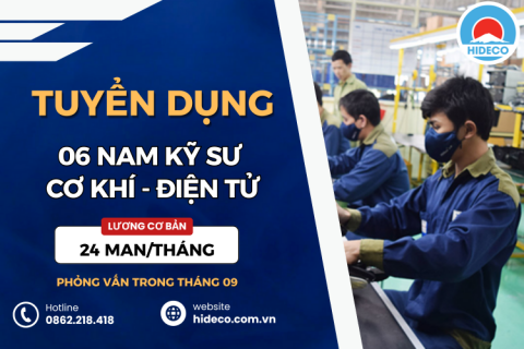 HD4916 TUYỂN 06 NAM KỸ SƯ CƠ KHÍ - ĐIỆN TỬ - TỰ ĐỘNG HOÁ
