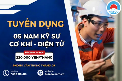 HD4921 TUYỂN 05 NAM KỸ SƯ CƠ KHÍ - ĐIỆN - ĐIỆN TỬ