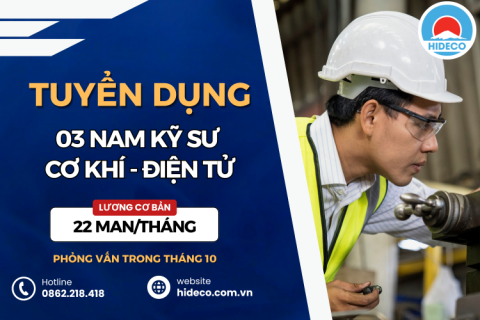HD4954 TUYỂN 03 NAM KỸ SƯ CƠ KHÍ - CHẾ TẠO MÁY - ĐIỆN TỬ 