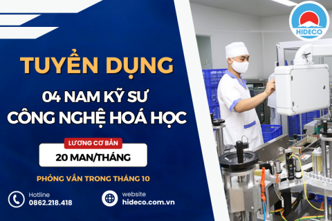 HD4961 TUYỂN 04 NAM KỸ SƯ CÔNG NGHỆ HOÁ HỌC - SINH HỌC - MÔI TRƯỜNG