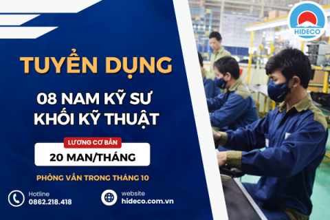 HD4965 TUYỂN 08 NAM KỸ SƯ KHỐI NGÀNH KỸ THUẬT