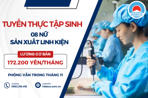 H1268 TUYỂN 08 NỮ THỰC TẬP SINH SẢN XUẤT LINH KIỆN 