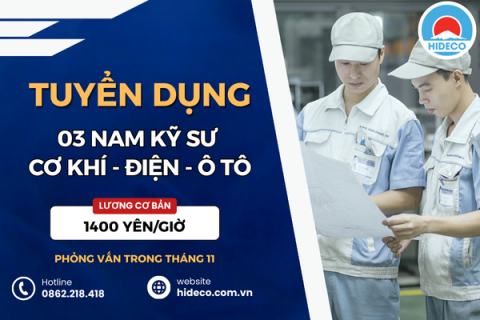 HD5058 TUYỂN 03 NAM KỸ SƯ CƠ KHÍ - ĐIỆN TỬ - TỰ ĐỘNG HOÁ - Ô TÔ