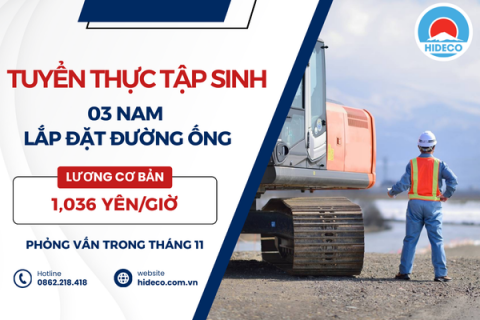 H1286 TUYỂN 03 NAM THỰC TẬP SINH LẮP ĐẶT ĐƯỜNG ỐNG