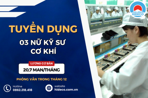 HD5066 TUYỂN 03 NỮ KỸ SƯ SẢN XUẤT SẢN PHẨM CƠ KHÍ
