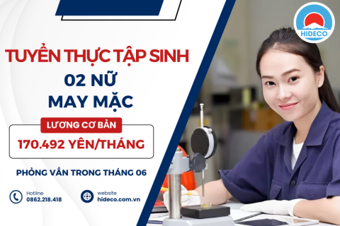 H1134 TUYỂN 02 NỮ THỰC TẬP SINH MAY MẶC LÀM VIỆC TẠI NHẬT