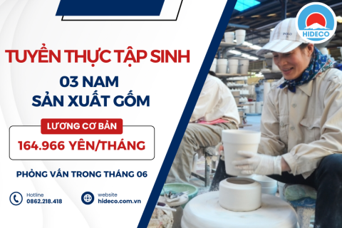 H1142 TUYỂN 03 NAM THỰC TẬP SINH SẢN XUẤT GỐM - MỸ NGHỆ