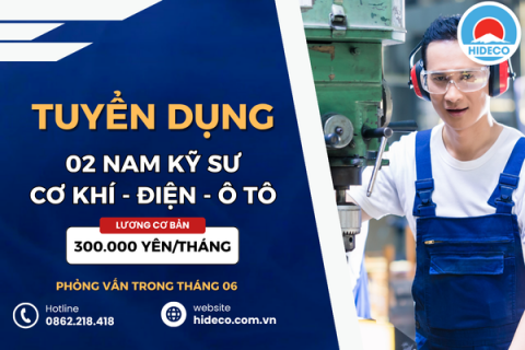 HD4725 TUYỂN 02 NAM KỸ SƯ ĐIỆN - CƠ KHÍ - Ô TÔ - TỰ ĐỘNG HOÁ