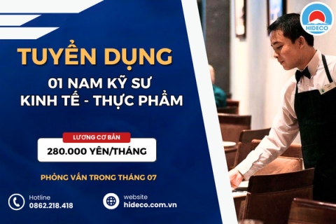 HD4760 TUYỂN 01 NAM KỸ SƯ KINH TẾ - KẾ TOÁN - NHÀ HÀNG - NGÔN NGỮ