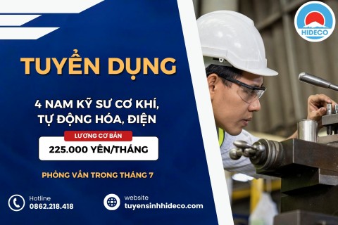 TUYỂN 4 NAM KỸ SƯ CƠ KHÍ, Ô TÔ, TỰ ĐỘNG HÓA, ĐIỆN