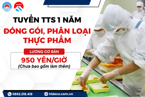 TUYỂN 26 NAM, NỮ THỰC TẬP SINH 1 NĂM ĐÓNG GÓI THỰC PHẨM