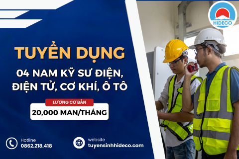 TUYỂN 04 NAM KỸ SƯ ĐIỆN, ĐIỆN TỬ, CƠ KHÍ