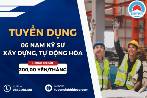 TUYỂN 06 NAM KỸ SƯ CƠ KHÍ, ĐIỆN, TỰ ĐỘNG HÓA