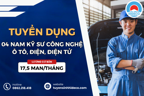 TUYỂN 04 NAM KỸ SƯ CÔNG NGHỆ Ô TÔ, ĐIỆN 