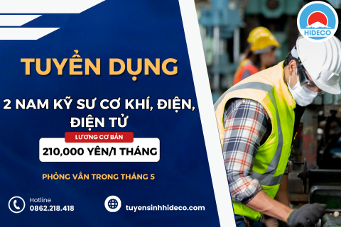 TUYỂN 2 NAM KỸ SƯ CƠ KHÍ, ĐIỆN, ĐIỆN TỬ