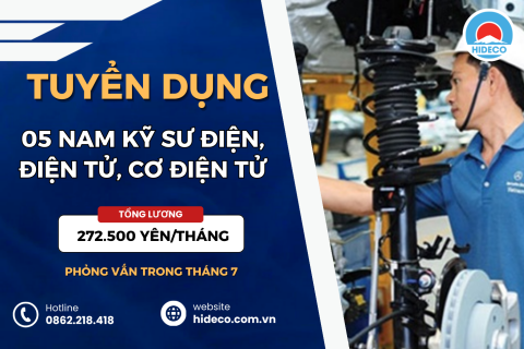 TUYỂN 05 NAM KỸ SƯ ĐIỆN, ĐIỆN TỬ, CƠ ĐIỆN TỬ