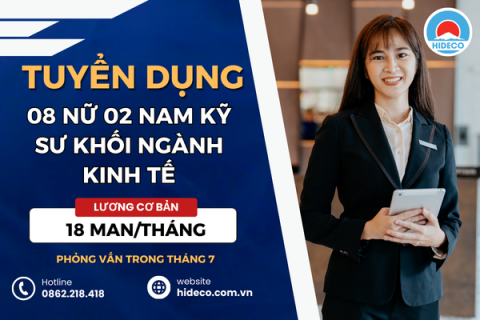 TUYỂN 08 NỮ 02 NAM KỸ SƯ KHỐI NGÀNH KINH TẾ