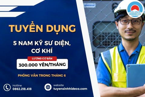 TUYỂN 5 NAM KỸ SƯ CƠ KHÍ, ĐIỆN