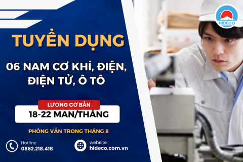 TUYỂN 06 NAM KỸ SƯ CƠ KHÍ, ĐIỆN, ĐIỆN TỬ, Ô TÔ