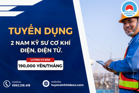 TUYỂN 2 NAM KỸ SƯ CƠ KHÍ, ĐIỆN, ĐIỆN CƠ,...