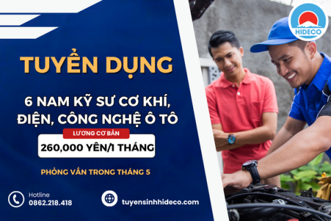 TUYỂN 6 NAM KỸ SƯ CƠ KHÍ, ĐIỆN, CÔNG NGHỆ Ô TÔ 