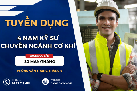 TUYỂN 4 KỸ SƯ CHUYÊN NGÀNH CƠ KHÍ