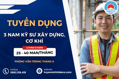 TUYỂN 3 NAM KỸ SƯ XÂY DỰNG, CƠ KHÍ