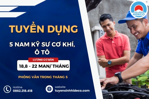 TUYỂN 5 NAM KỸ SƯ CƠ KHÍ, Ô TÔ 