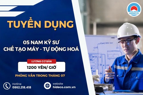 HD4787 TUYỂN 05 NAM KỸ SƯ CƠ KHÍ - CHẾ TẠO MÁY - KỸ THUẬT